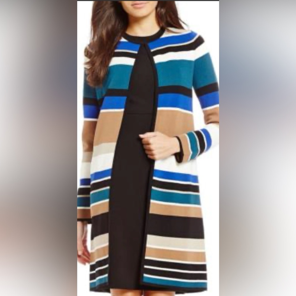 Calvin Klein Women's Stripe Textured Knit Open Front Cardigan